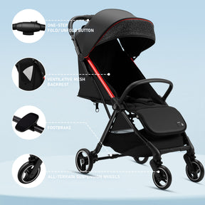RoyalBaby Lightweight Baby Stroller with Compact Fold Toddler Travel Stroller for Airplane Friendly Infant Umbrella Stroller with Oversized Canopy with Sun Visor