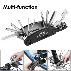 Bike Repair Tool Kit, 16 in 1 Bicycle Multitool with Bike Tire Levers Hex Spoke Wrench, Multi Function Accessories Set for Road Mountain Bikes