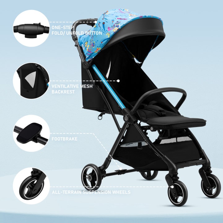 RoyalBaby Lightweight Baby Stroller with Compact Fold Toddler Travel Stroller for Airplane Friendly Infant Umbrella Stroller with Oversized Canopy with Sun Visor